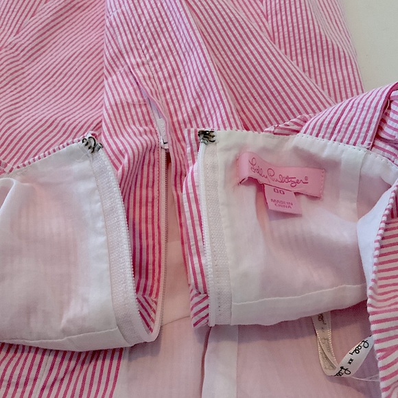 Beautiful condition! Lilly Pulitzer Pink and White Seersucker dress - size 00 - Picture 7 of 9